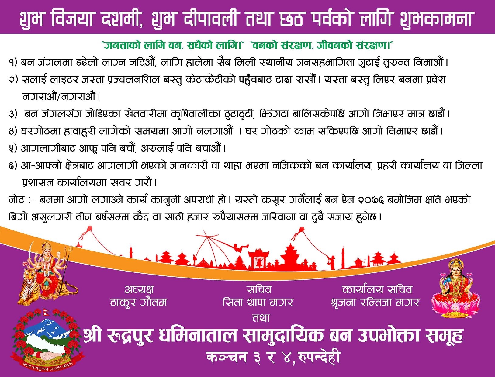 रुद्रपुर धमिनाताल सामुदायिक बनको सार्वजनिक सूचना