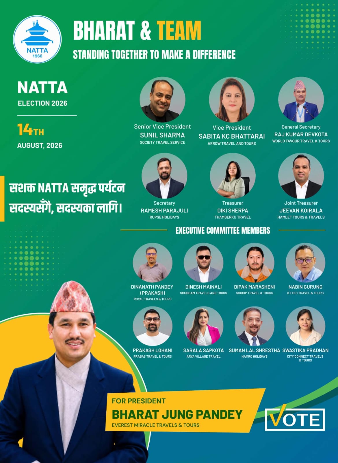नाट्टा निर्वाचनका लागि भरत जंग पाण्डेको नेतृत्वमा प्यानल घोषणा