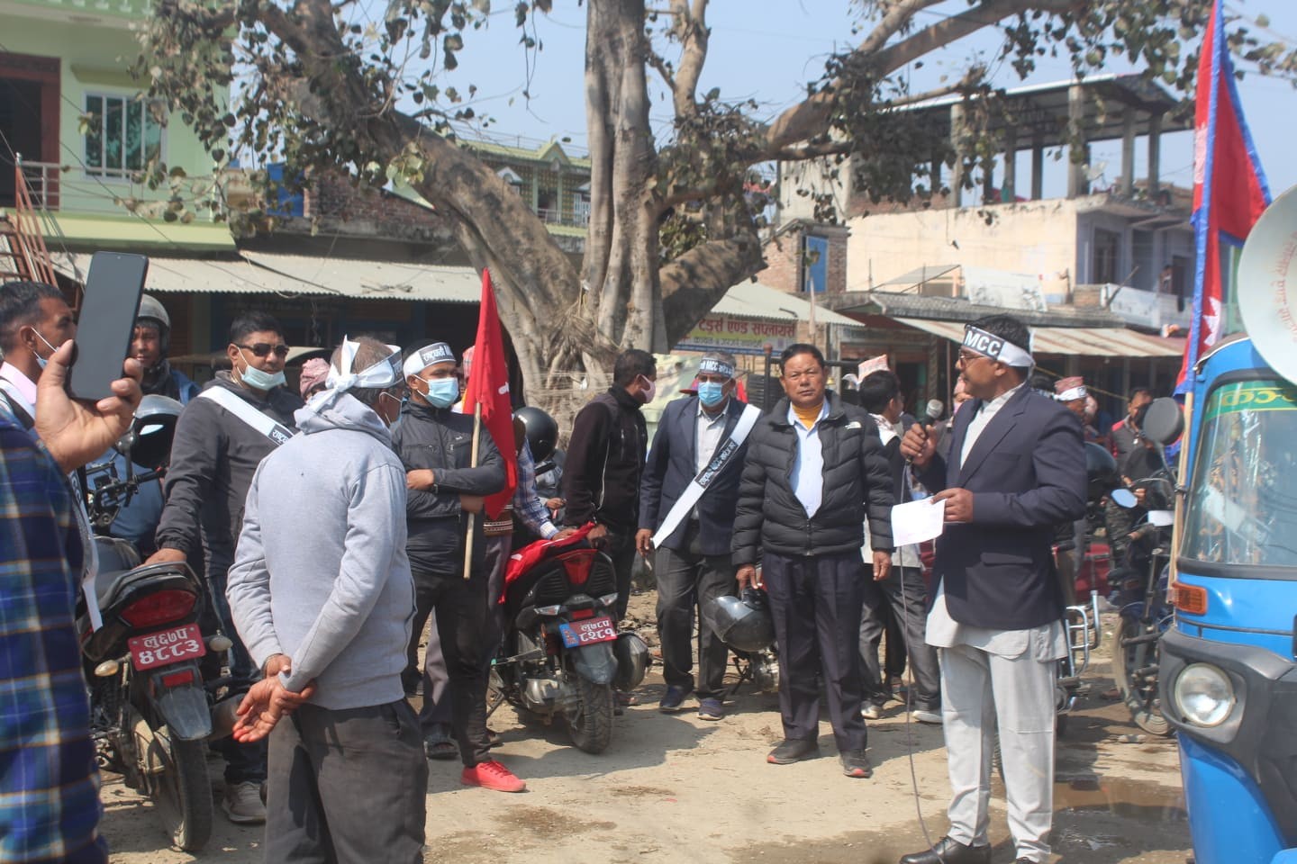 कञ्चनमा एम.सी.सी सम्झौता बिरुद्ध मोटर साइकल र्याली सहित चोक चोकमा कोण सभा