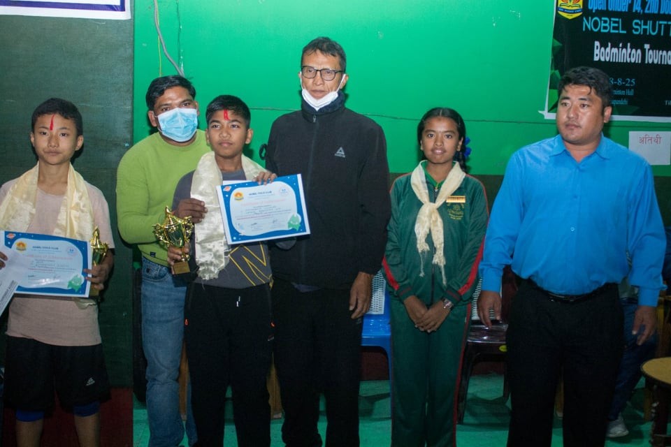 १४ बर्ष उमेर समूह व्याडमिन्टन प्रतियोगिताको उपाधी सुबिन श्रेष्ठ र ज्योतिराज दित्य चौधरीलाई