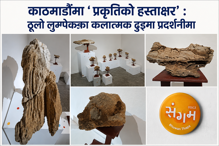 काठमाडौंमा ‘प्रकृतिको हस्ताक्षर’ : ठूलो लुम्पेकका कलात्मक ढुङ्गा प्रदर्शनीमा