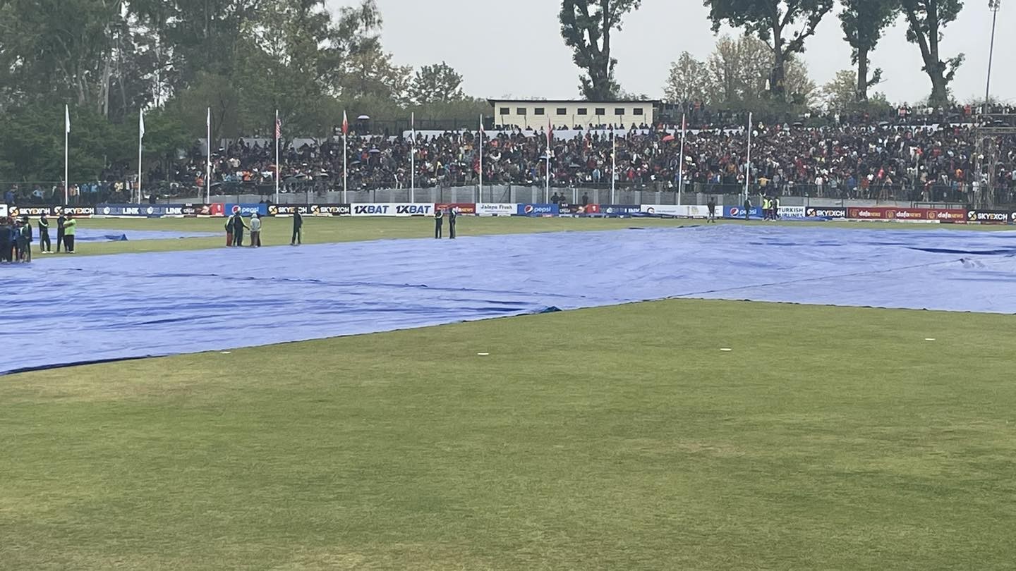 बर्षाका कारण रोकिएको नेपाल र यूएईबीचको फाइनल खेल सुरु
